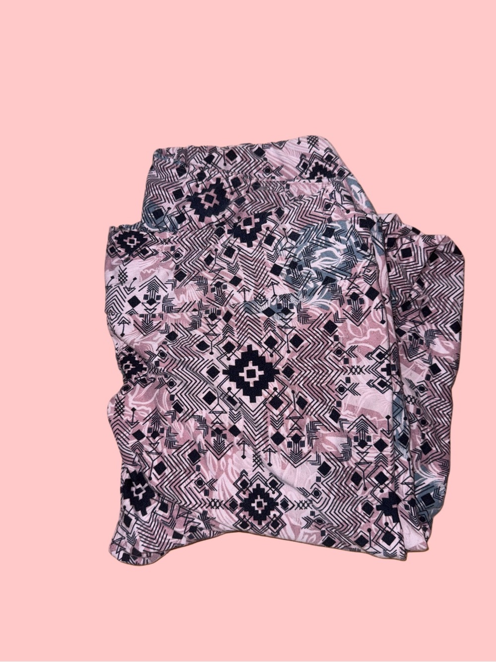 LuLaRoe Pink and Black Aztec-Print Leggings
